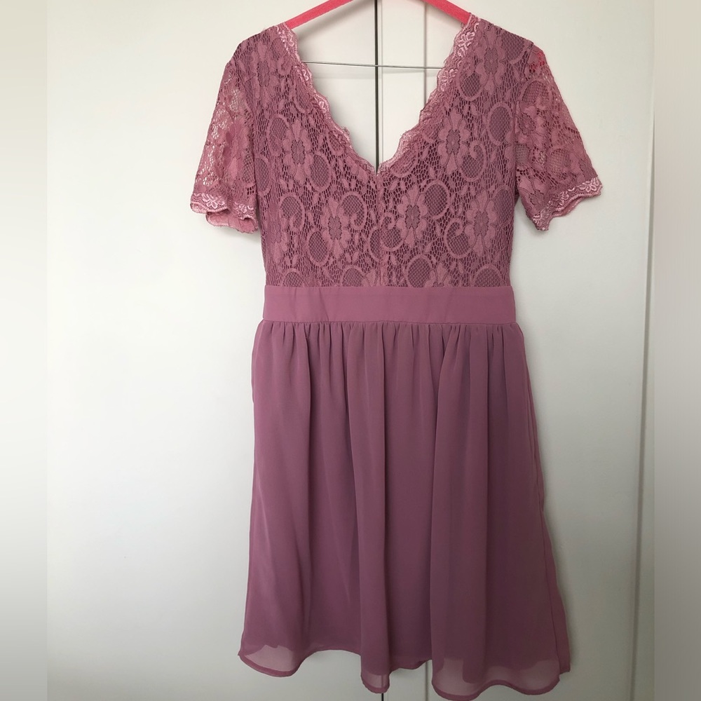 Blush pink dress with lace top